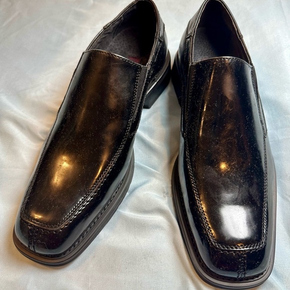 Florsheim Men’s Black Leather Loafers Size 9D Square Toe Slip-On Dress Shoes - Picture 1 of 9